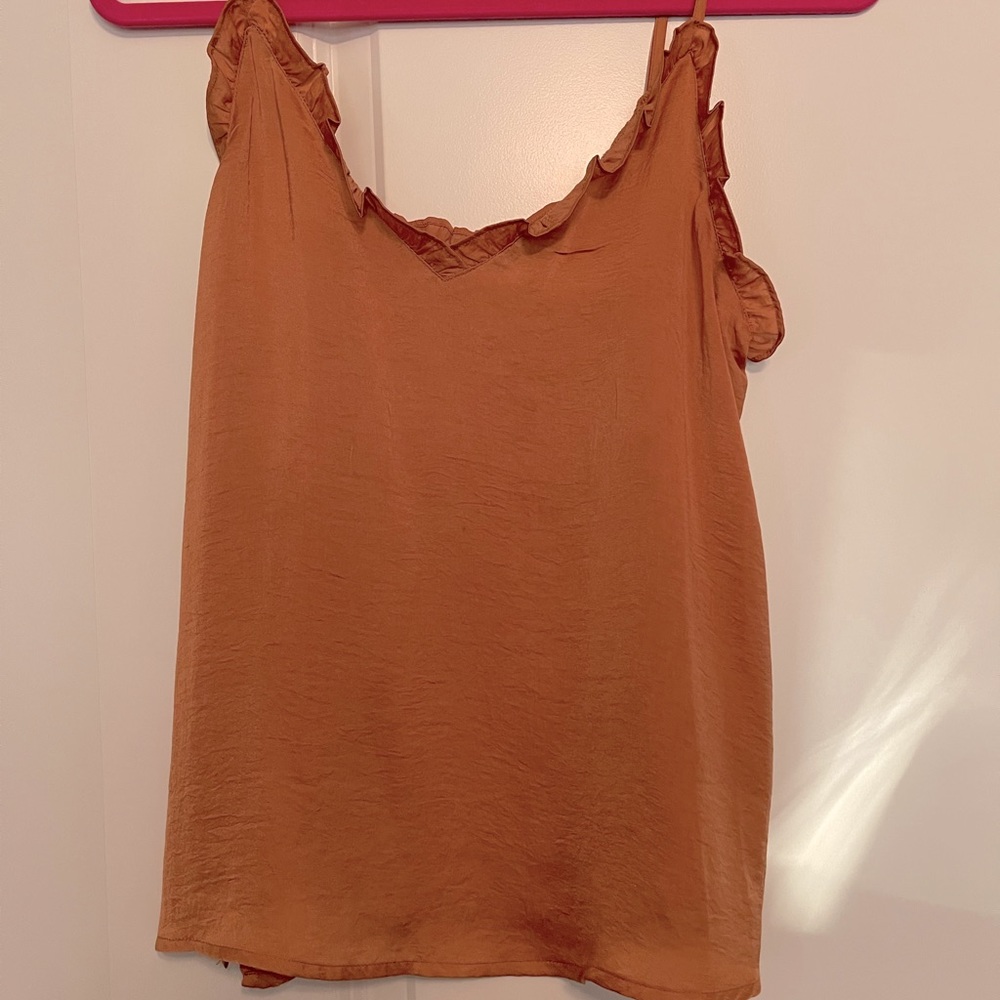 Burnt orange ruffle vici camisole